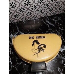 Vintage 1970s yellow rooster omelet pan farmhouse shabby chic mcm